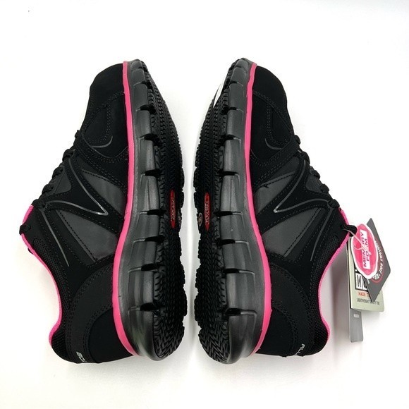 Skechers Womens Size 6.5 Synergy Sandlot Alloy Toe Black Pink Work Safety Shoes - Picture 9 of 16